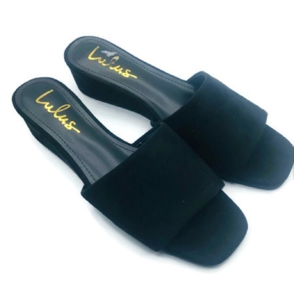 Lulus Shoes - Lulu‘s Addison Black Nubuck Slide Sandals 8